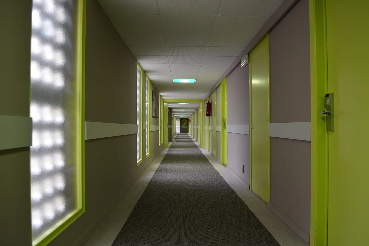 hotel, hallway, perspective, aisle, ostend hotel, hotel, hotel, hotel, hotel, hallway, hallway, hallway, hallway, hallway, aisle, aisle, aisle. Zero-proof drinks in US hotels: minibar restocking and menu rules
